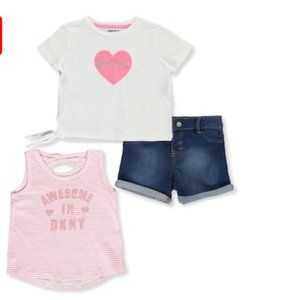 DKNY girl 3-piece shorts set